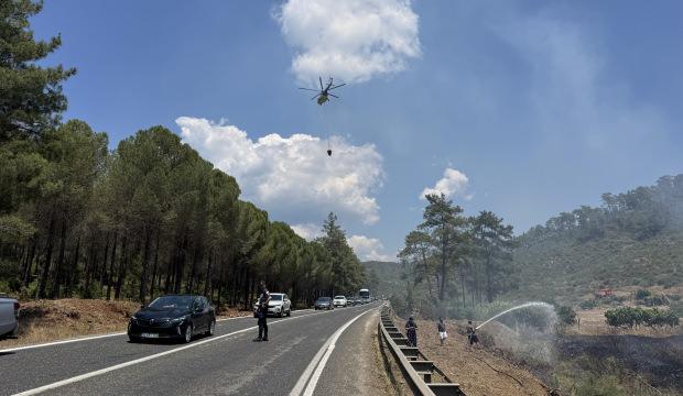 Marmaris'te ormanlık ve ekili tarım arazisinde yangın 