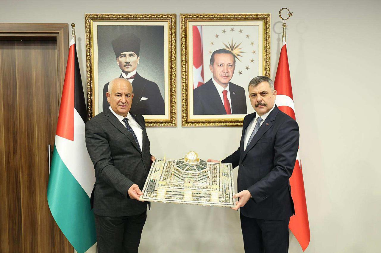 Ziyad Hab El Rih'ten Bakan Çiftçi'ye sedeften yapılmış Mescid i Aksa maketi hediyesi