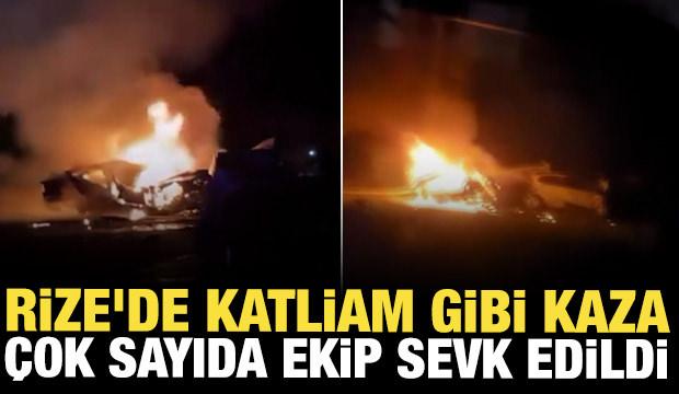 Rize'de feci kaza! &Ccedil;ok sayıda ekip sevk edildi