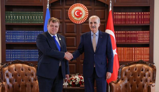 TBMM Başkanı Kurtulmuş, Estonya Parlamentosu Başkanı Hussar ile g&ouml;r&uuml;şt&uuml;