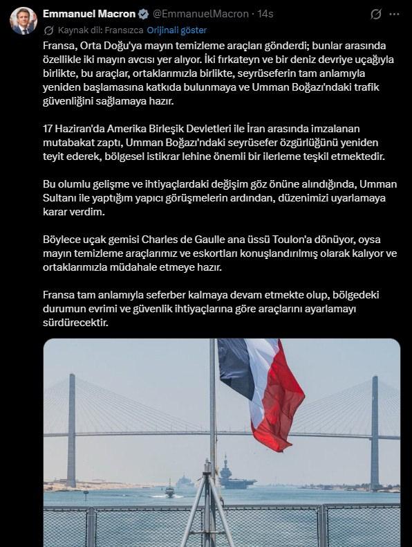 Emmanuel Macron'un ilgili paylaşımı