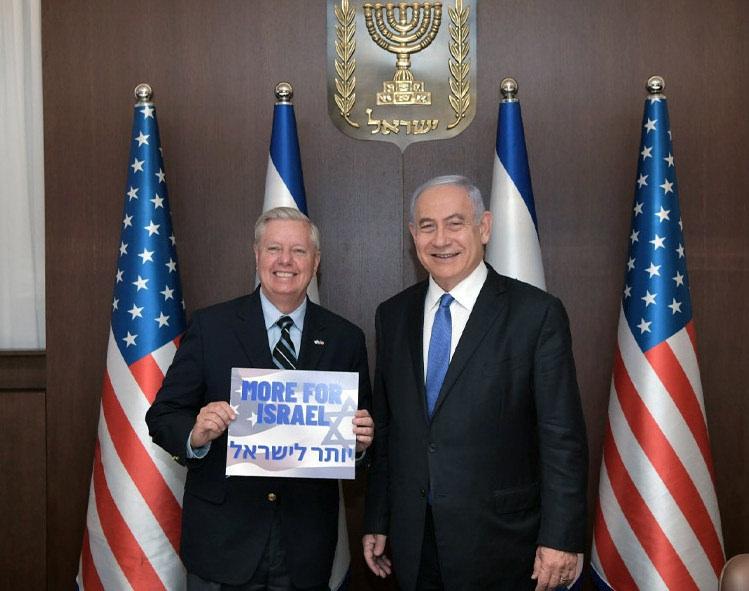 Lindsey Graham, Binyamin Netanyahu ile birlikte.