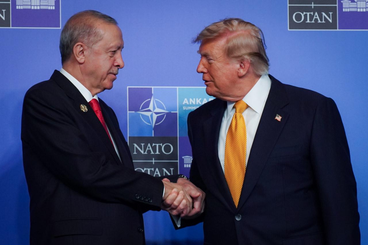 Cumhurbaşkanlığı Külliyesi'nde gerçekleştirilen 36.⁠ ⁠NATO Devlet ve Hükümet Başkanları Zirvesi - Cumhurbaşkanı Erdoğan ve ABD Başkanı Donald Trump 