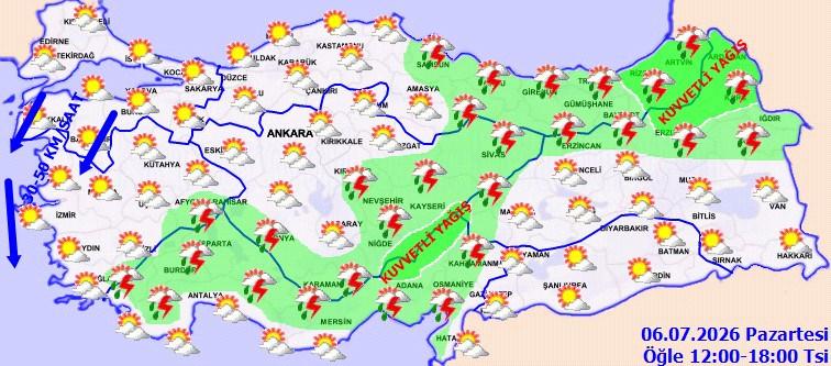 Meteoroloji'den kuvvetli yağış uyarısı, sel, yıldırım ve dolu tehlikesi.