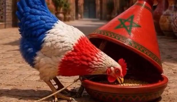 Fransa 'Horozu' Fas'ın kapanında! Yayınlanan animasyon g&uuml;ndem oldu