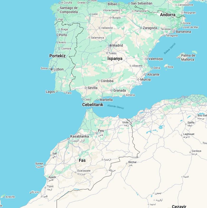 Cebelitarık haritası (Kaynak: Google Maps)