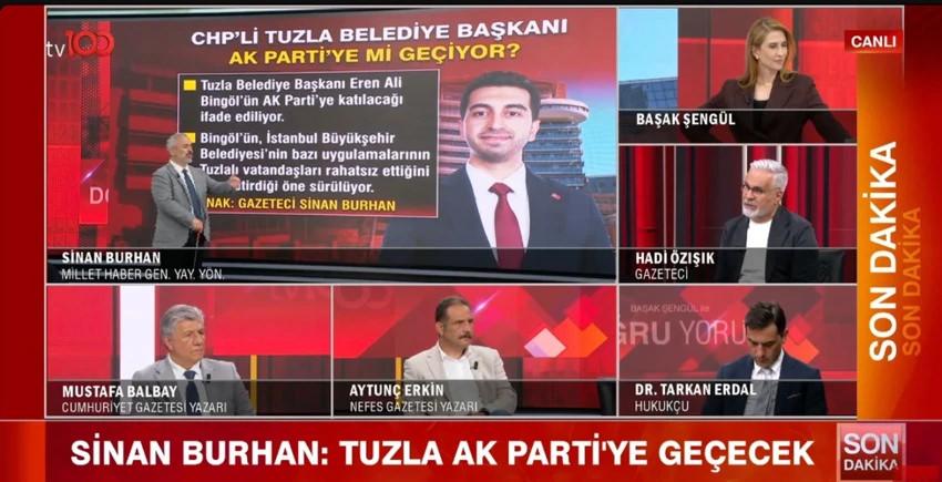 Tuzla Belediye Başkanı Eren Ali Bingöl'ün AK Parti'ye geçiş yapabileceğine dair iddiaları içeren haber görseli.