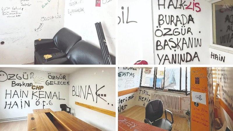 CHP'den ayrılanların parti binalarında yol açtığı iddia edilen tahribatı gösteren bir görsel.