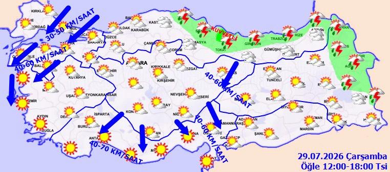 29 Temmuz hava durumu tahmini...