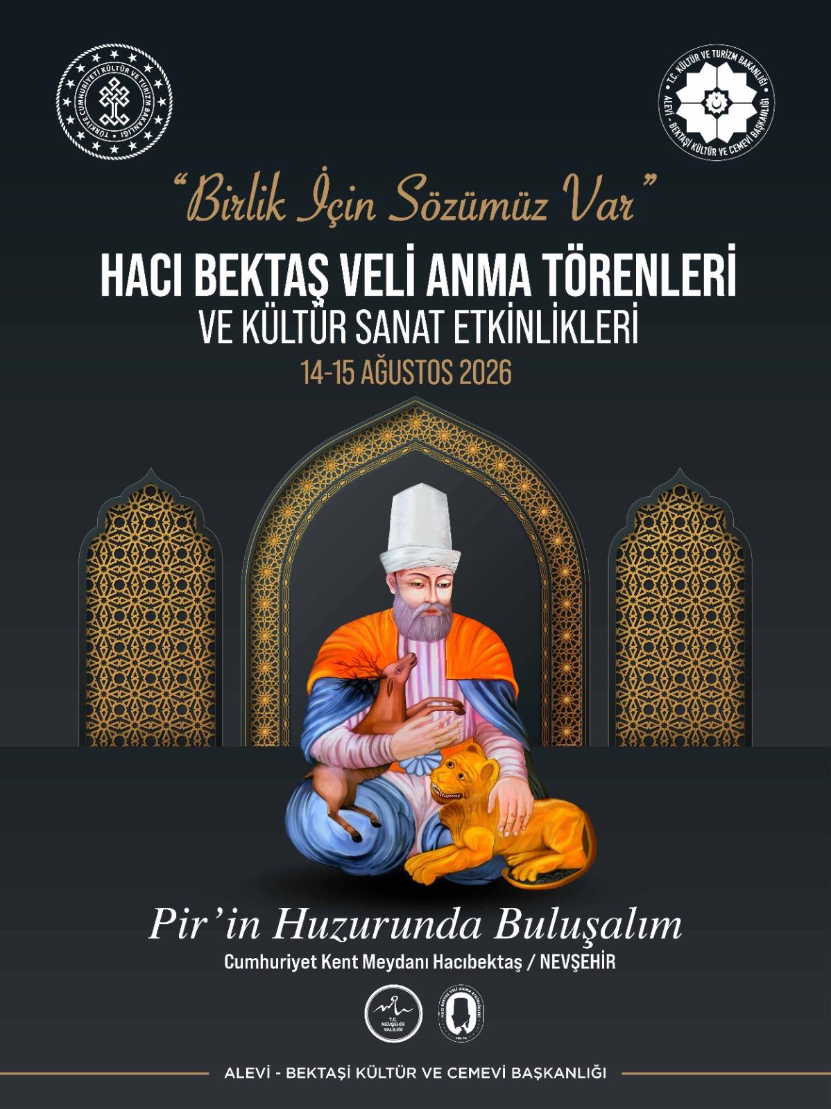 Hacı Bektaş Veli Anma Etkinlikleri için hazırlanan bilgi afişi. 