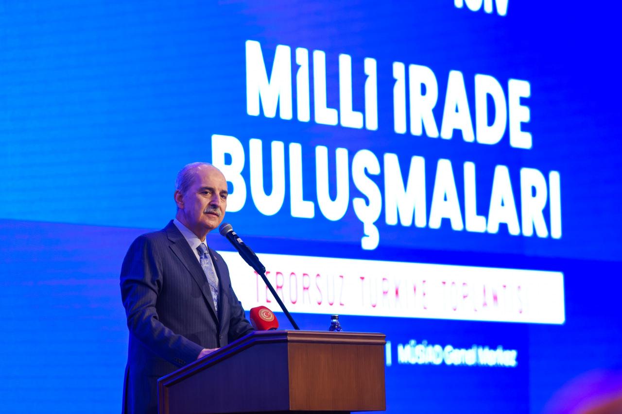 TBMM Başkanı Numan Kurtulmuş, MÜSİAD'ın Bakırköy'deki merkezinde Milli İrade Platformu ve Türkiye Gönüllü Teşekküller Vakfı (TGTV) tarafından 'Terörsüz Türkiye' temasıyla düzenlenen 17. Milli İrade Buluşması'nda konuştu.