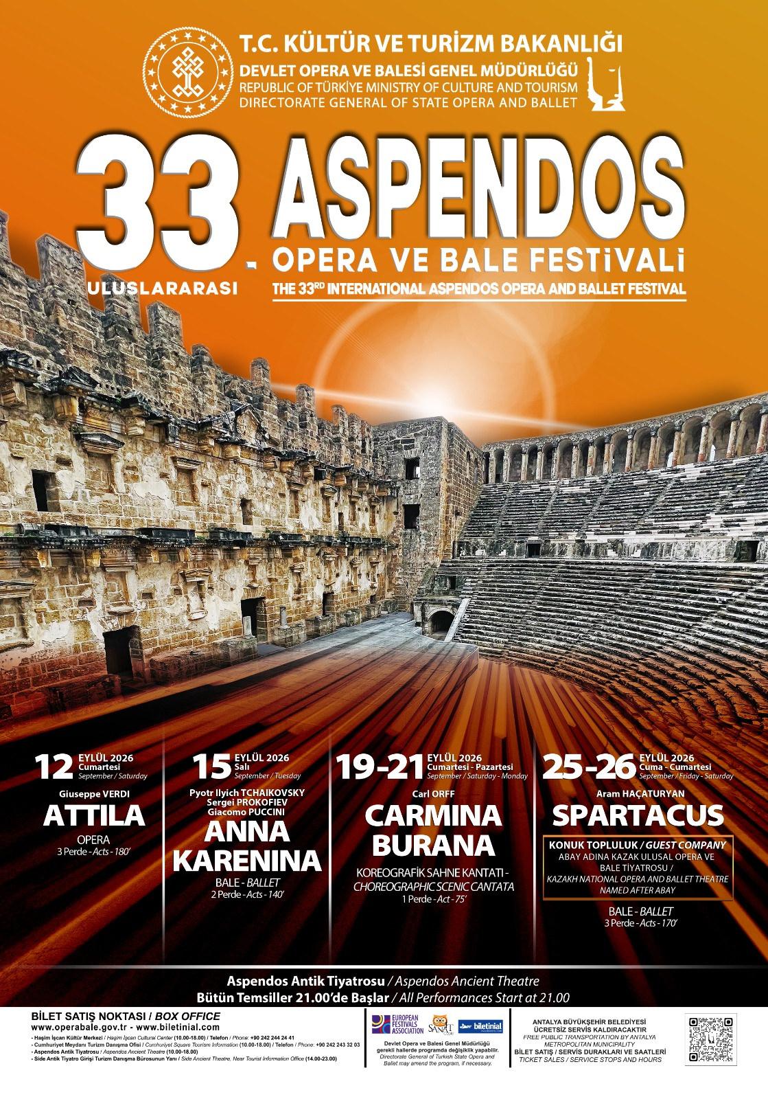 33. Uluslararası Aspendos Opera ve Bale Festivali afişi.