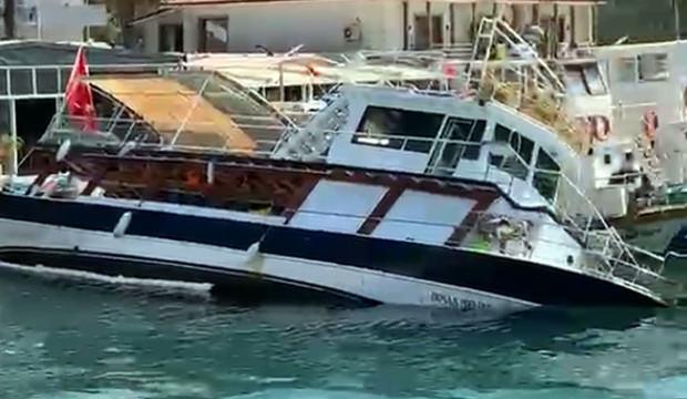 Akyaka&rsquo;da tur teknesi su alarak yan yattı