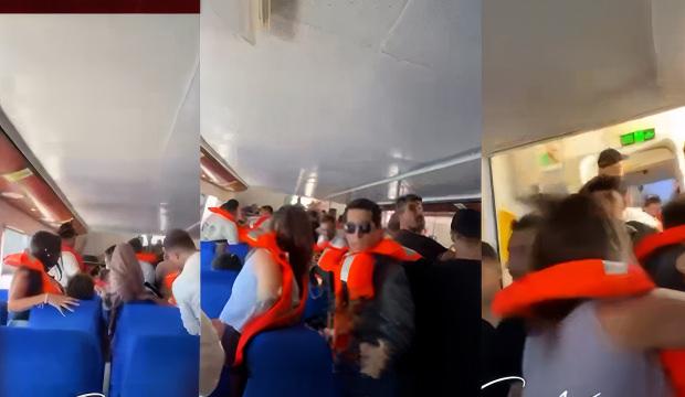 Girne a&ccedil;ıklarından batan gemideki panik anları kamerada