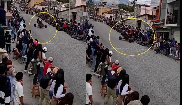Ekvador'daki geleneksel ahşap ara&ccedil; yaraışlarında feci kaza meydana geldi
