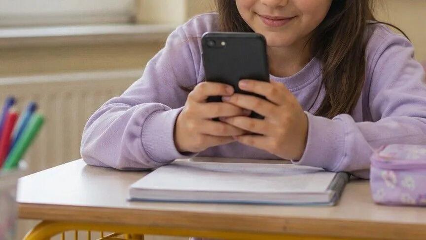 Cep telefonuna bakan bir çocuk