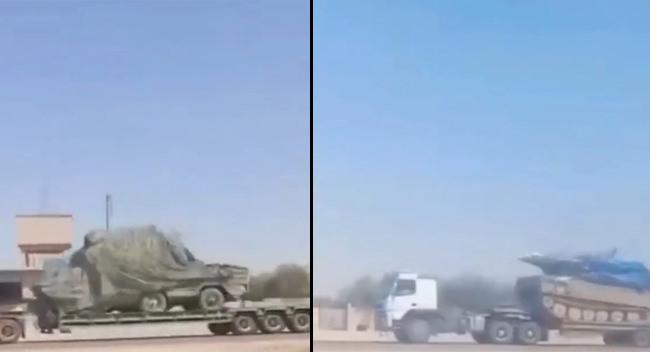 YPG/SDG tarafından Suriye ordusuna teslim edilen ağır silahlar Halep'e sevk edilirken.