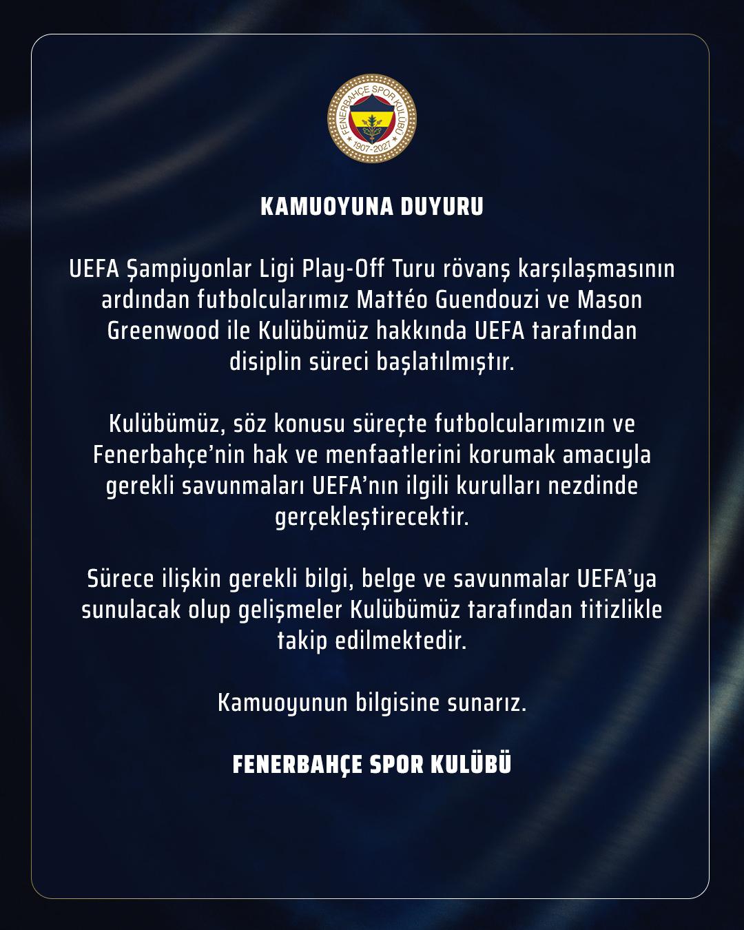 İşte Fenerbahçe'den yapılan açıklama
