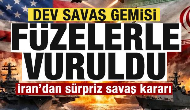 Dev u&ccedil;ak gemisi f&uuml;zelerle vuruldu! İran duyurdu! S&uuml;rpriz savaş kararı