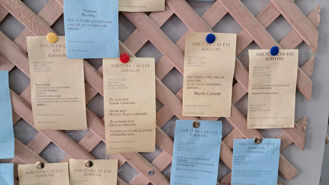 Müşterilere verilen adisyonlar.