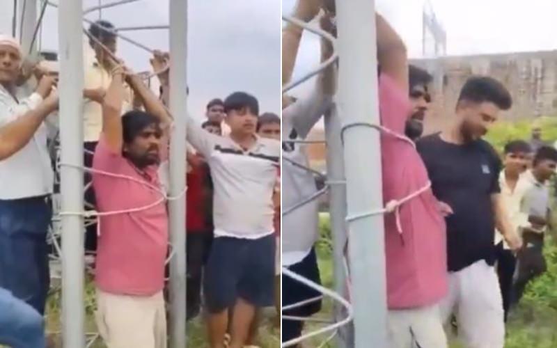 Hindistan'da internet altyapısındaki problemi çözmek üzere bir köye gelen teknisyen, köylüler tarafından kuleye bağlandı.