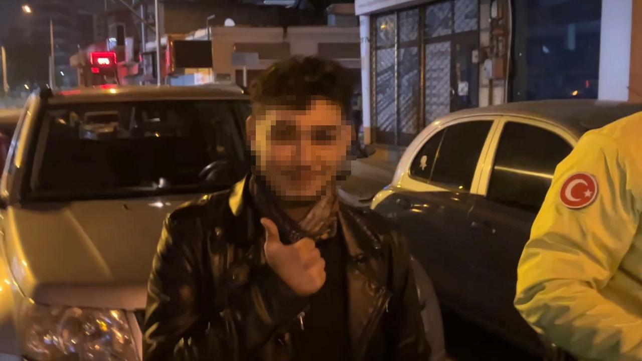 Polisten kaçamaya çalışan motosiklet sürücüsü. 