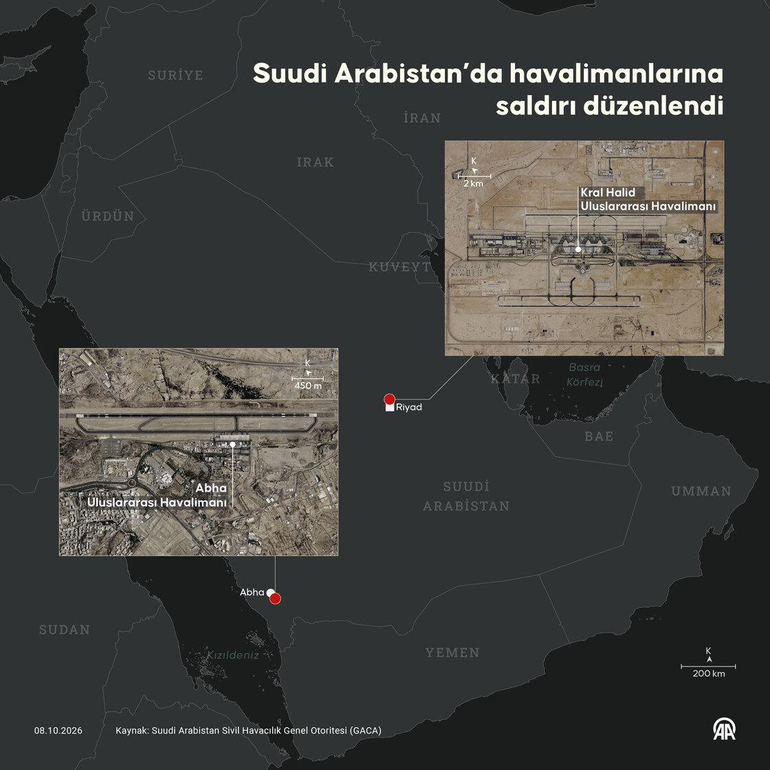 Suudi Arabistan'da havalimanları hedef alındı.