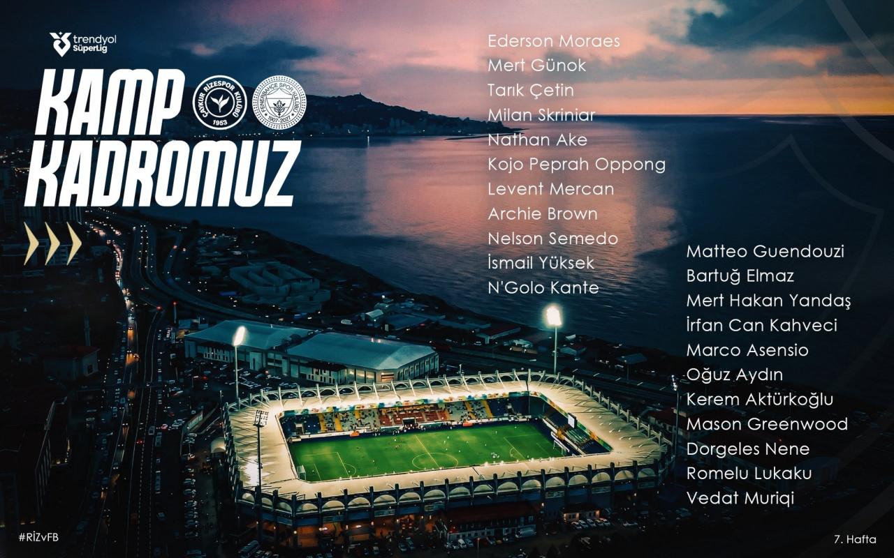 Fenerbahçe Çaykur Rizespor maçının kamp kadrosunu açıkladı! Mert Hakan Yandaş sürprizi