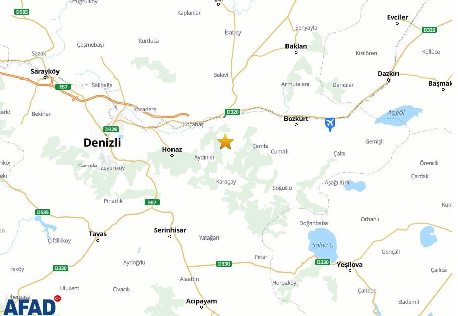Denizli'de peş peşe iki deprem