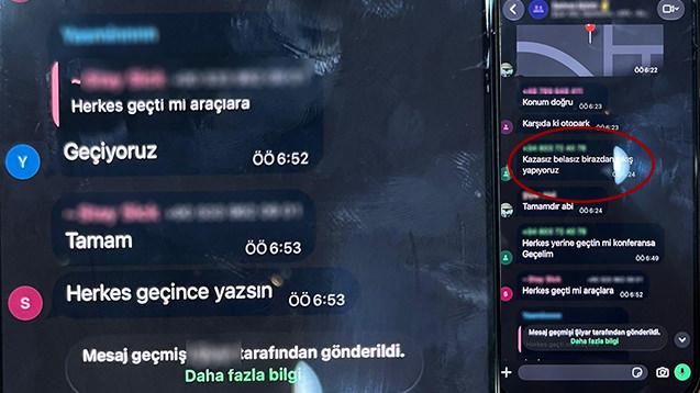 Şüpheliler arasında geçen yazışma.