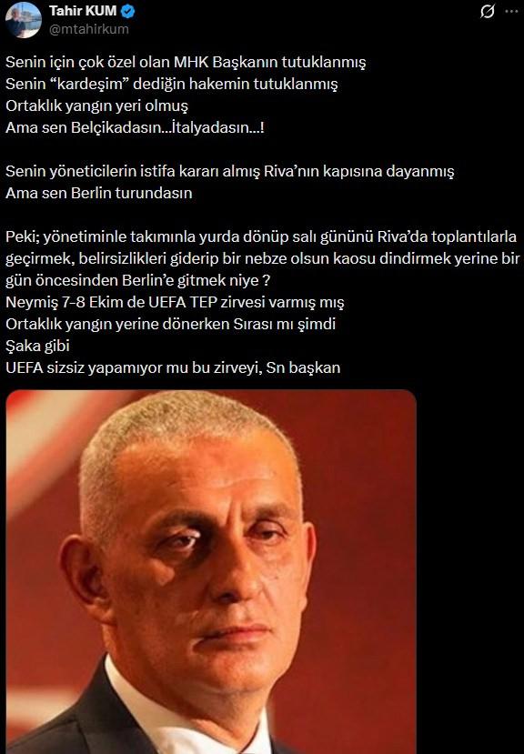 Tahir Kum'un X hesabından yaptığı paylaşım