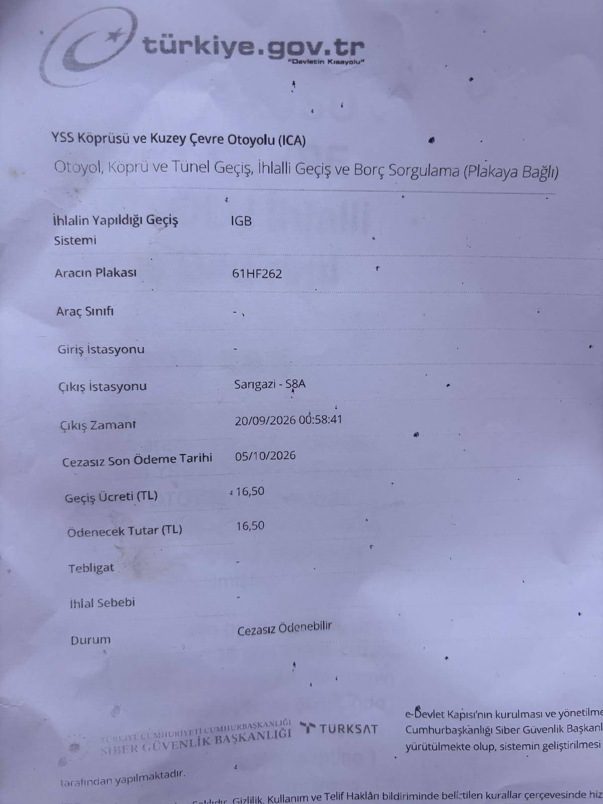 Aydın Çalış'a yazılan ceza.