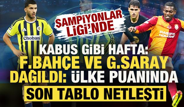 Devler Ligi'nde kabus gibi hafta! F.Bah&ccedil;e ve G.Saray dağıldı: &Uuml;lke puanında son tablo...