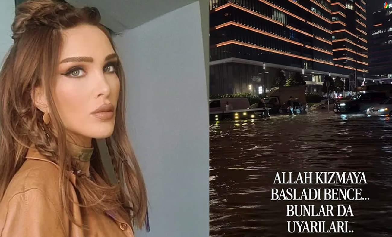 İstanbul&rsquo;daki sel g&ouml;r&uuml;nt&uuml;lerini paylaştı! Seren Serengil&rsquo;in notu dikkat &ccedil;ekti