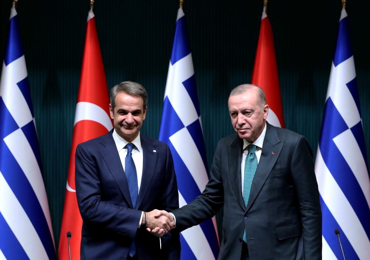 Cumhurbaşkanı Recep Tayyip Erdoğan ve Yunanistan Başbakanı Kiryakos Miçotakis