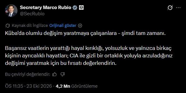 Marco Rubio'nun ilgili paylaşımı