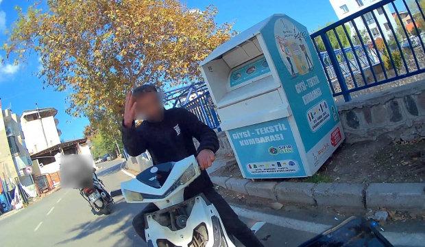 İzmir'de kuryeye &ccedil;arpan ehliyetsiz s&uuml;r&uuml;c&uuml; kamerada