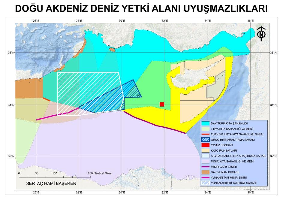 Doğu Akdeniz'de deniz yetki alanı uyuşmazlıkları harita (Kaynak: AA)