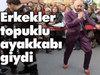 Erkekler topuklu ayakkabı giydi