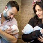 Başak Sayan bebekleriyle poz verdi