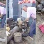 Tek vuruşta odunu 4'e b&ouml;len balta