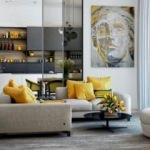 2018'in yeni salon dekorasyon trendi: Sarı ve gri