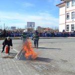 Aksaray'da ilkokul öğrencileri yangın tatbikatı yaptı