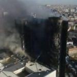 Hastanedeki yangın havadan b&ouml;yle g&ouml;r&uuml;nt&uuml;lendi