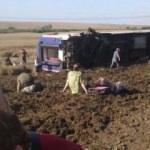 Tren raydan &ccedil;ıktı! Feci kazadan ilk g&ouml;r&uuml;nt&uuml;ler!