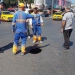 Beşiktaş Nispetiye Caddesi'nde yol çöktü