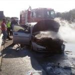 Lüleburgaz'da seyir halindeki otomobil yandı