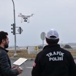 Kars'ta "drone" ile trafik denetimi