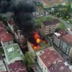 Halkalı'da korkutan bina yangını