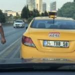 İstanbul'da yol kesip tehdit eden taksici kamerada